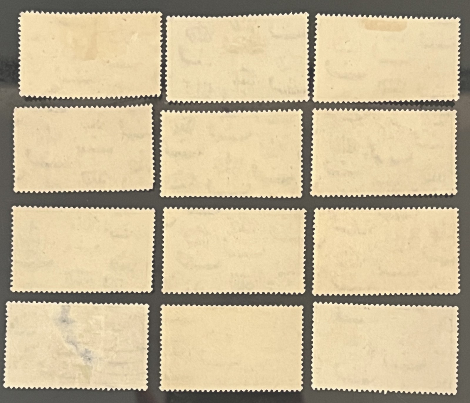 EGYPT stamps-1947--C-FAROUK AIRMAIL OVER DAM-COMPLETE 12 stamps-Scott #308-319