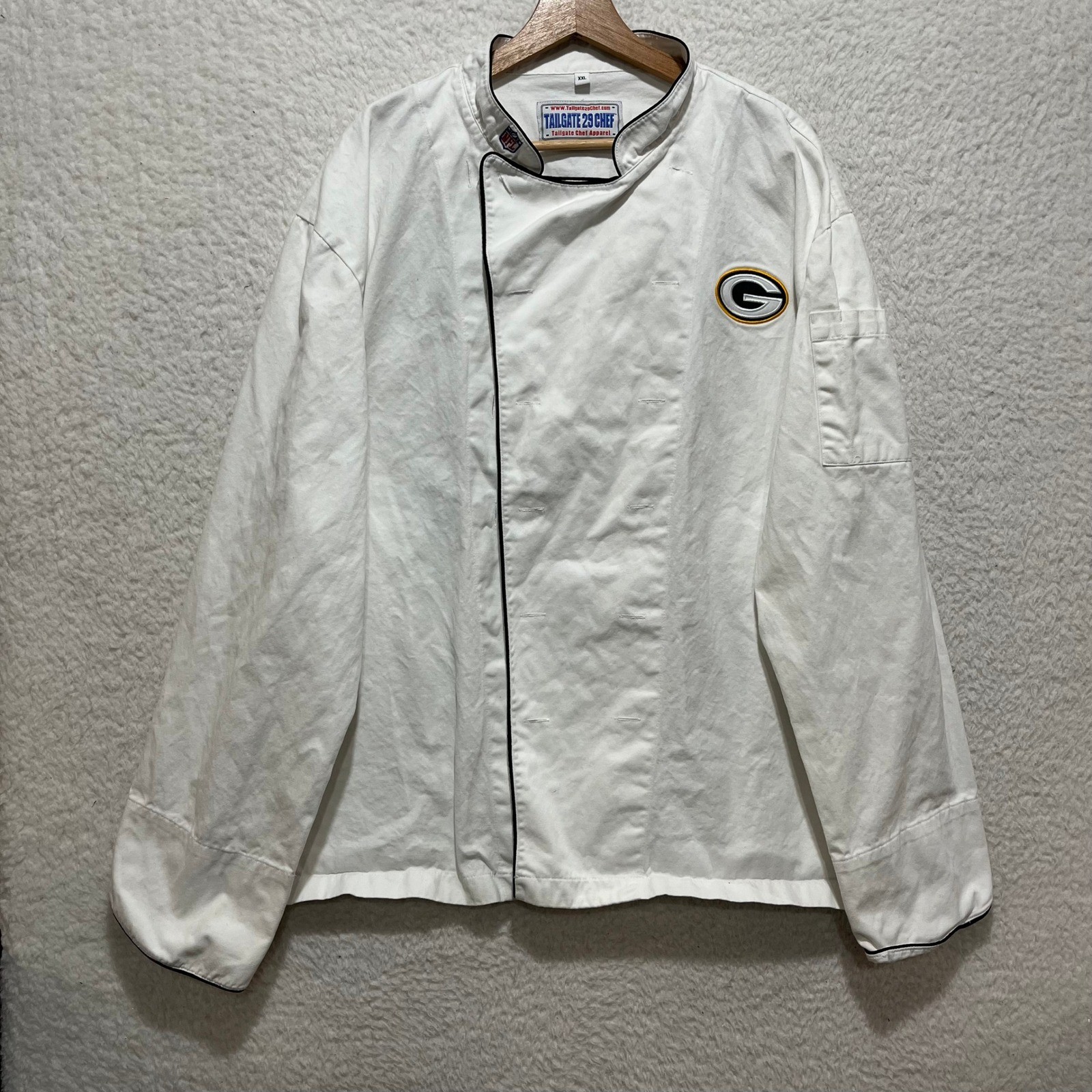 Tailgate Chef Green Bay Packers NFL White Chef Coat Jacket XXL