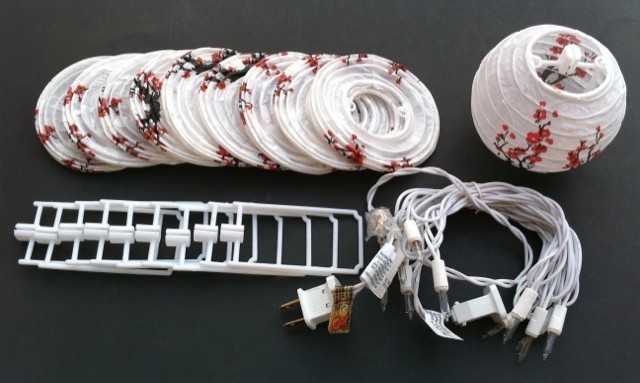 CHINESE JAPANESE CHERRY PLUM BLOSSOM PAPER LANTERN STRING LIGHTS 4"
