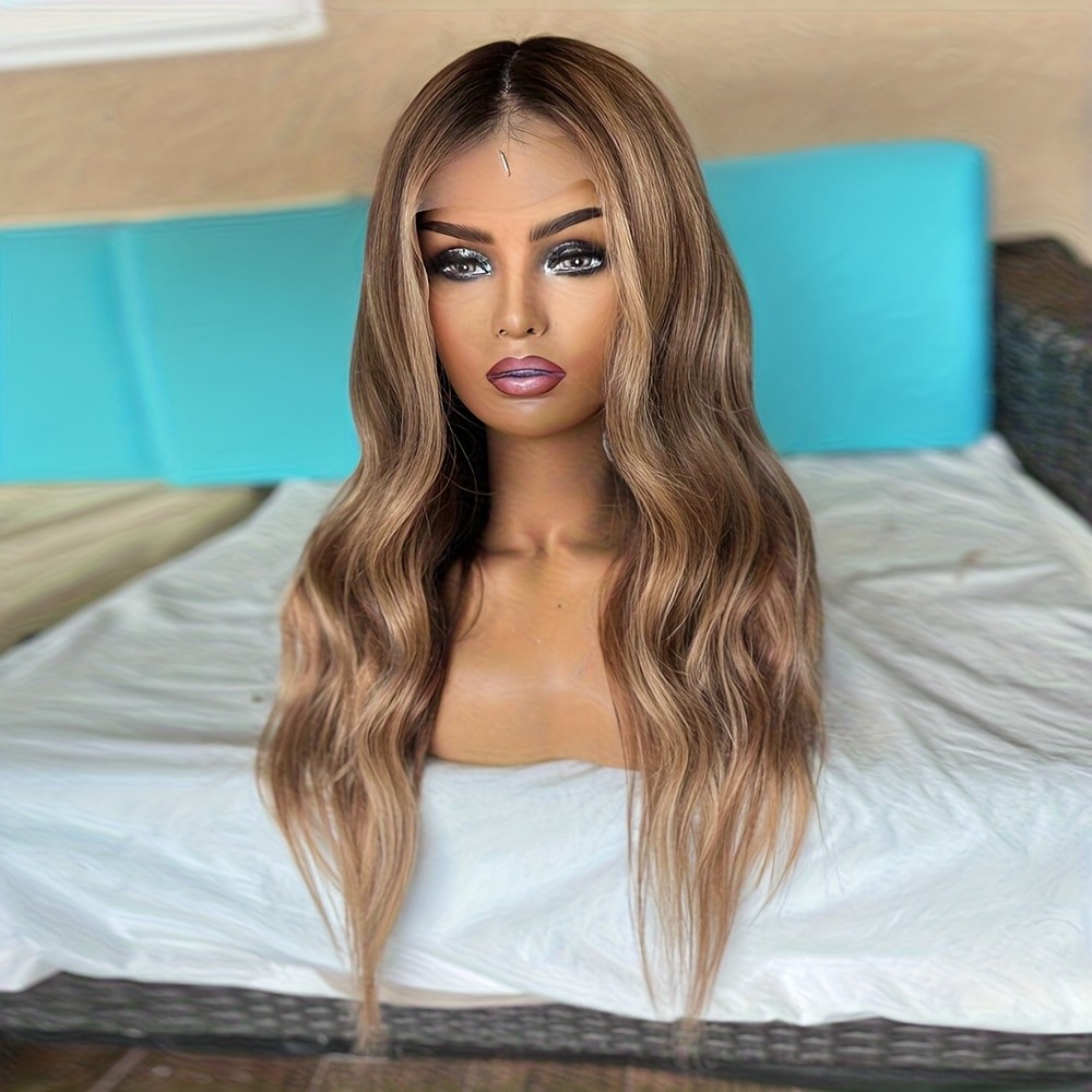 Brown Blonde Ombre Mixed Color 13x4 Lace Front Wigs Women Party Natural Hairline