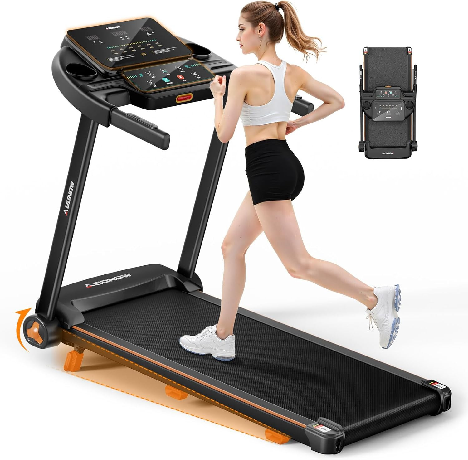 Foldable Treadmill for Home with Incline - Extra Large Dual LED Screen, 8.5MPH M