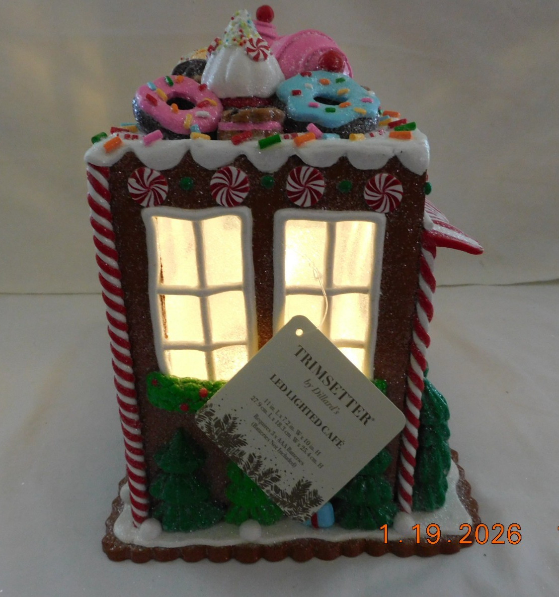 New 2025 Trimsetter Gingerbread House Light Up LED "Goodies Cafe" 10"T x 11"L
