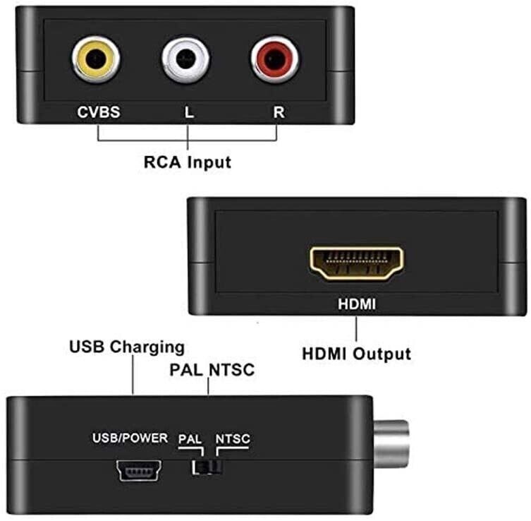 RCA AV to HDMI HD Converter Composite CVBS Audio Video Adapter Wii NES SNES