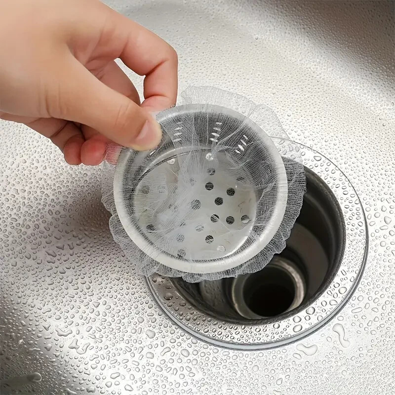 100pcs Kitchen Sink Trash Mesh Bag Anti Clogging Sink Strainer Net Filter