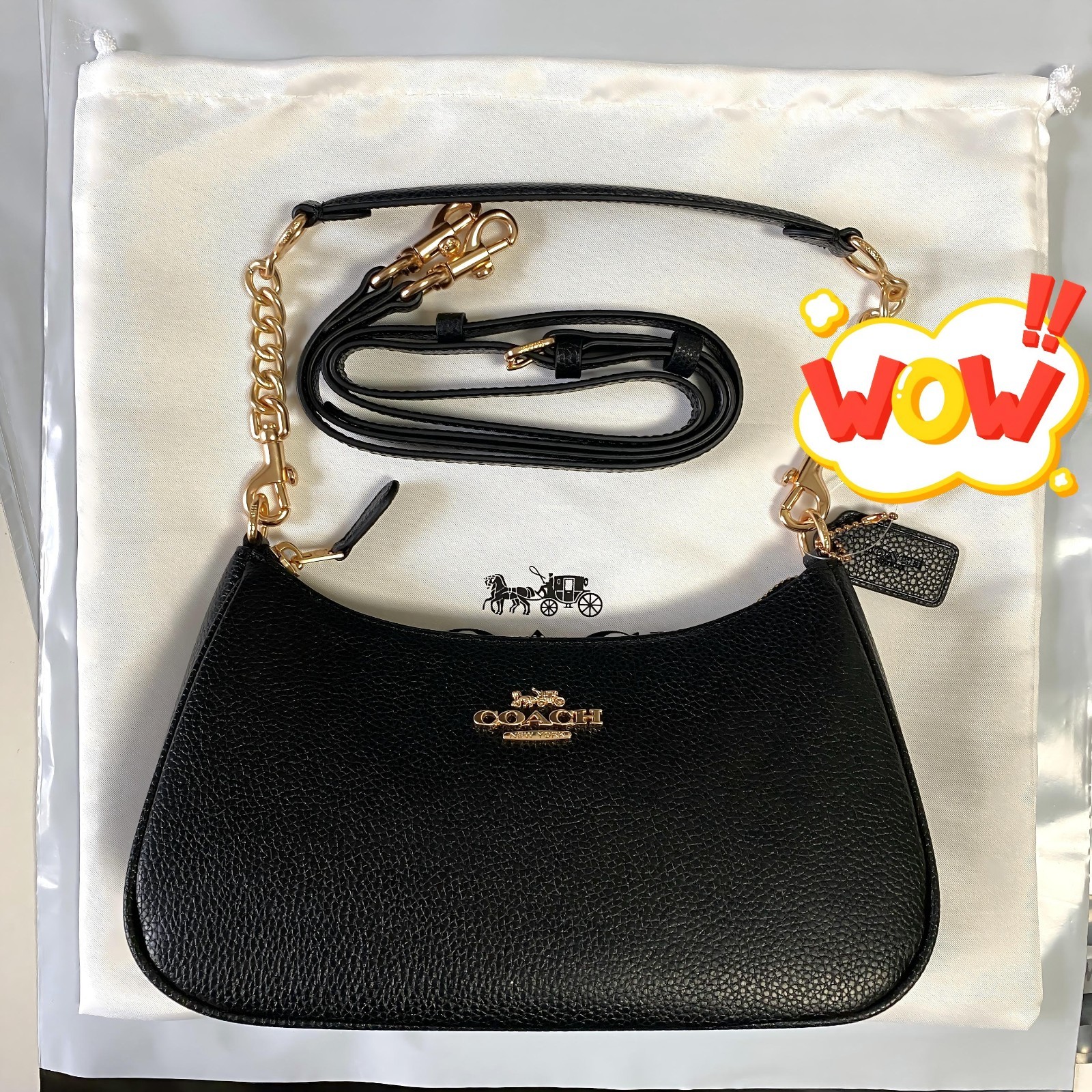 COACH Teri Shoulder Bag/Crossbody Canvas Black CA209 Outlet Free Shipping A++NEW