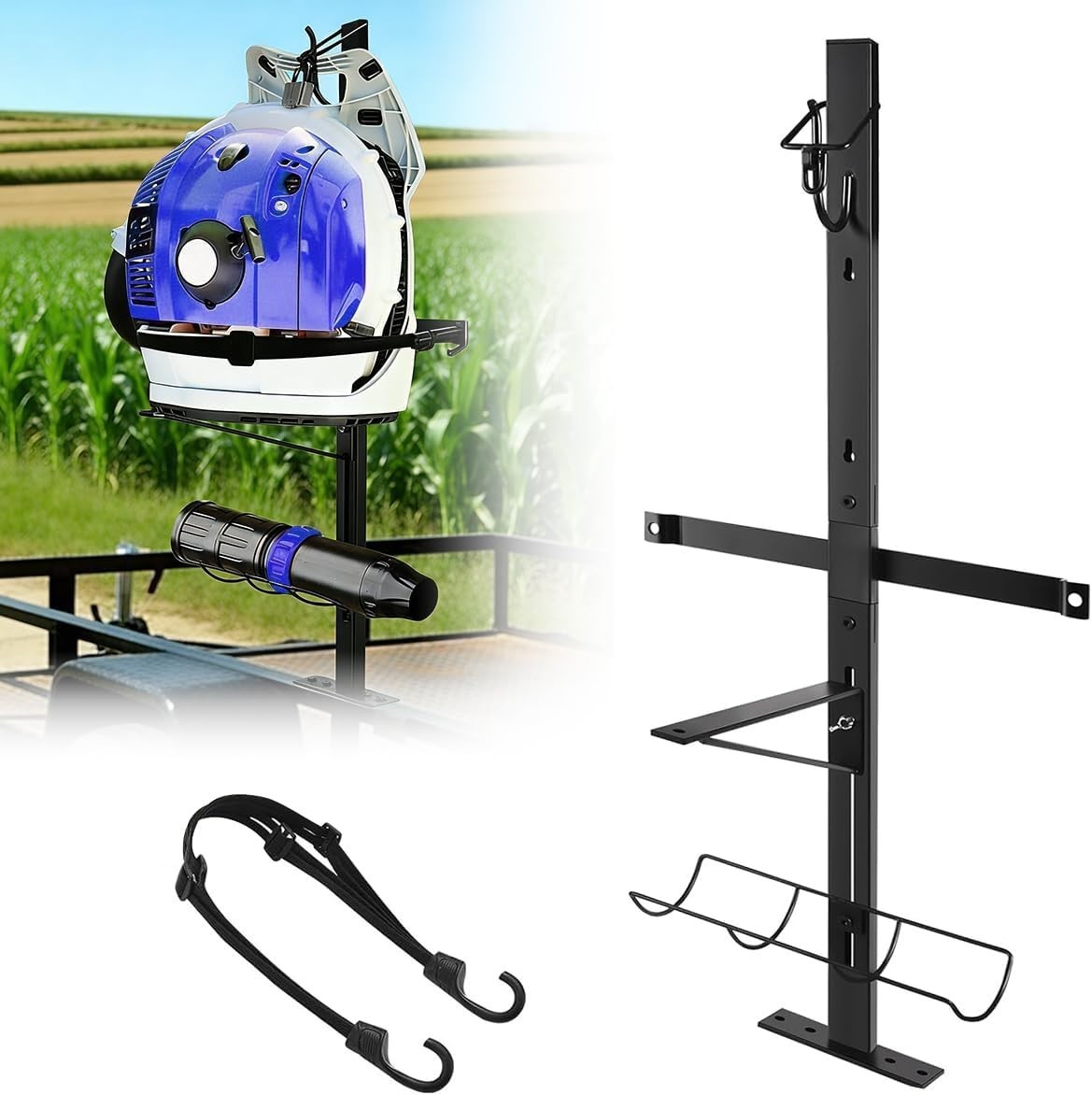 Heavy-Duty Backpack Blower Rack for Trailers, Steel Storage Tube Bracket and Str