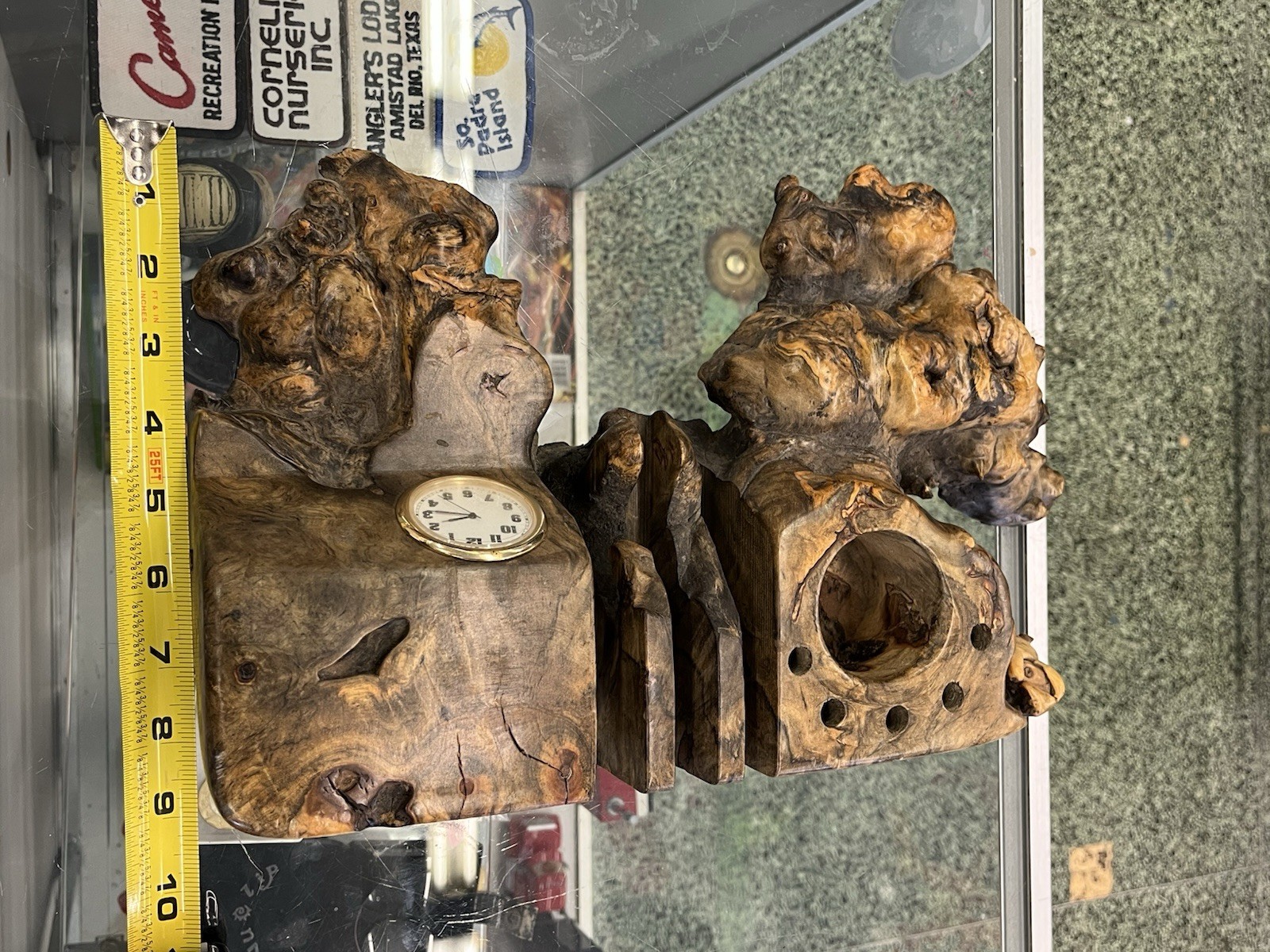 Vintage Desk Organizer Wood Handmade Ultra Rare 1 Of 1 Carved Wood