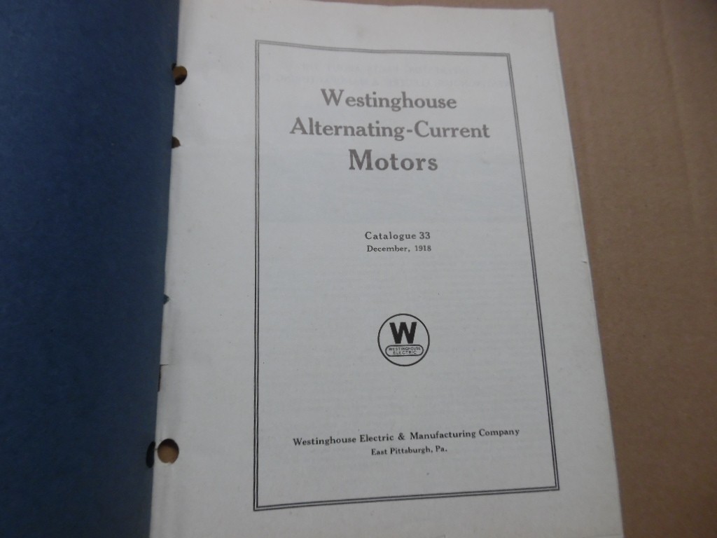 1918 Westinghouse Alternate Current Electric Motors Catalog Squirrel Cage More
