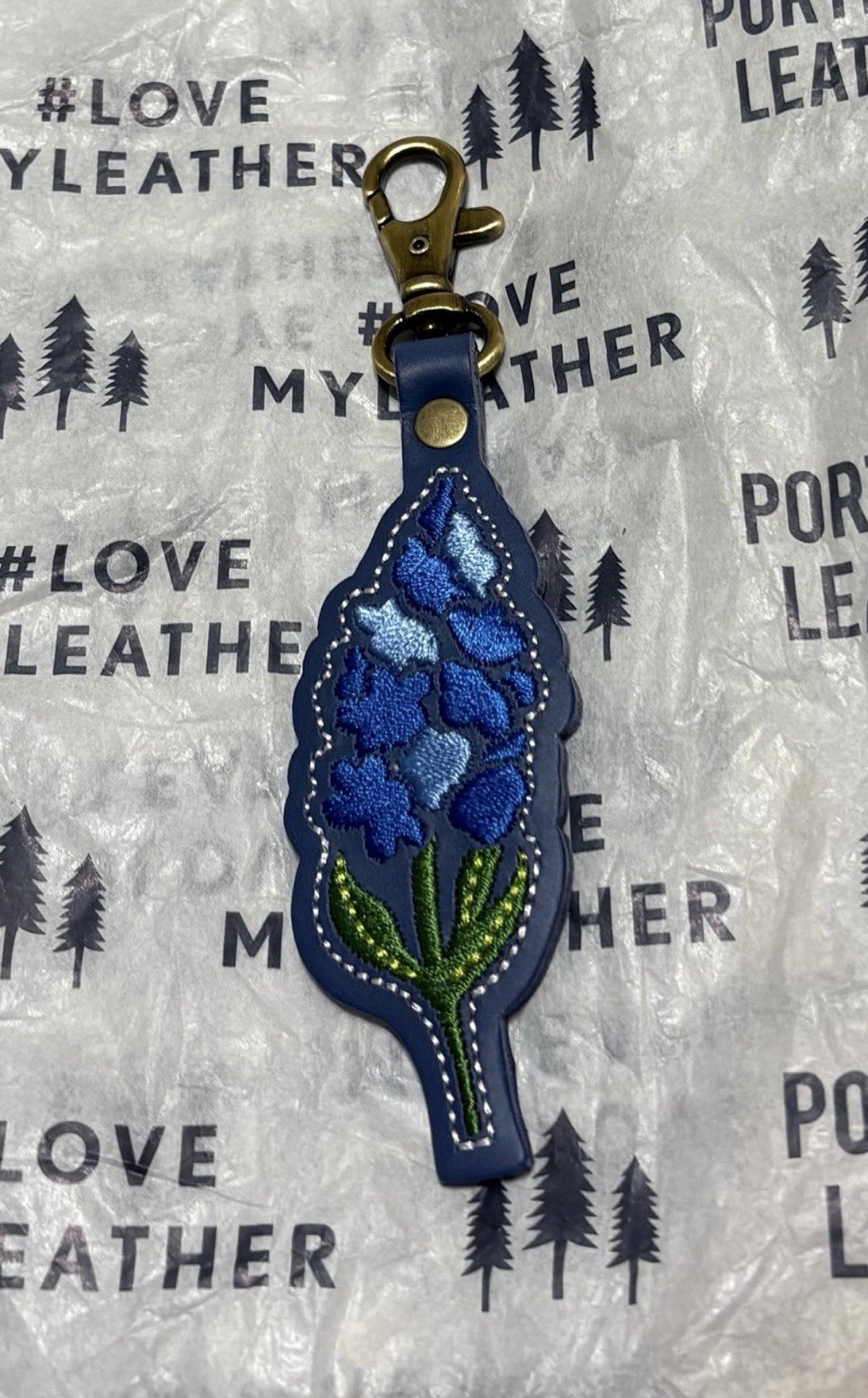 Portland Leather Goods Bluebonnet Indigo  Flair Keychain NEW