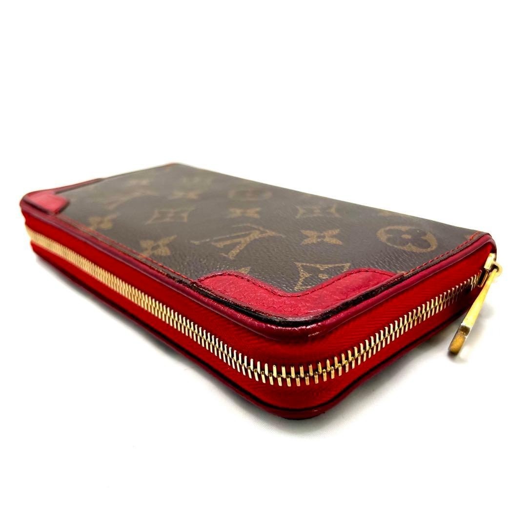 LOUIS VUITTON Monogram Retiro Round Zip Long Wallet Cerise Brown M61854