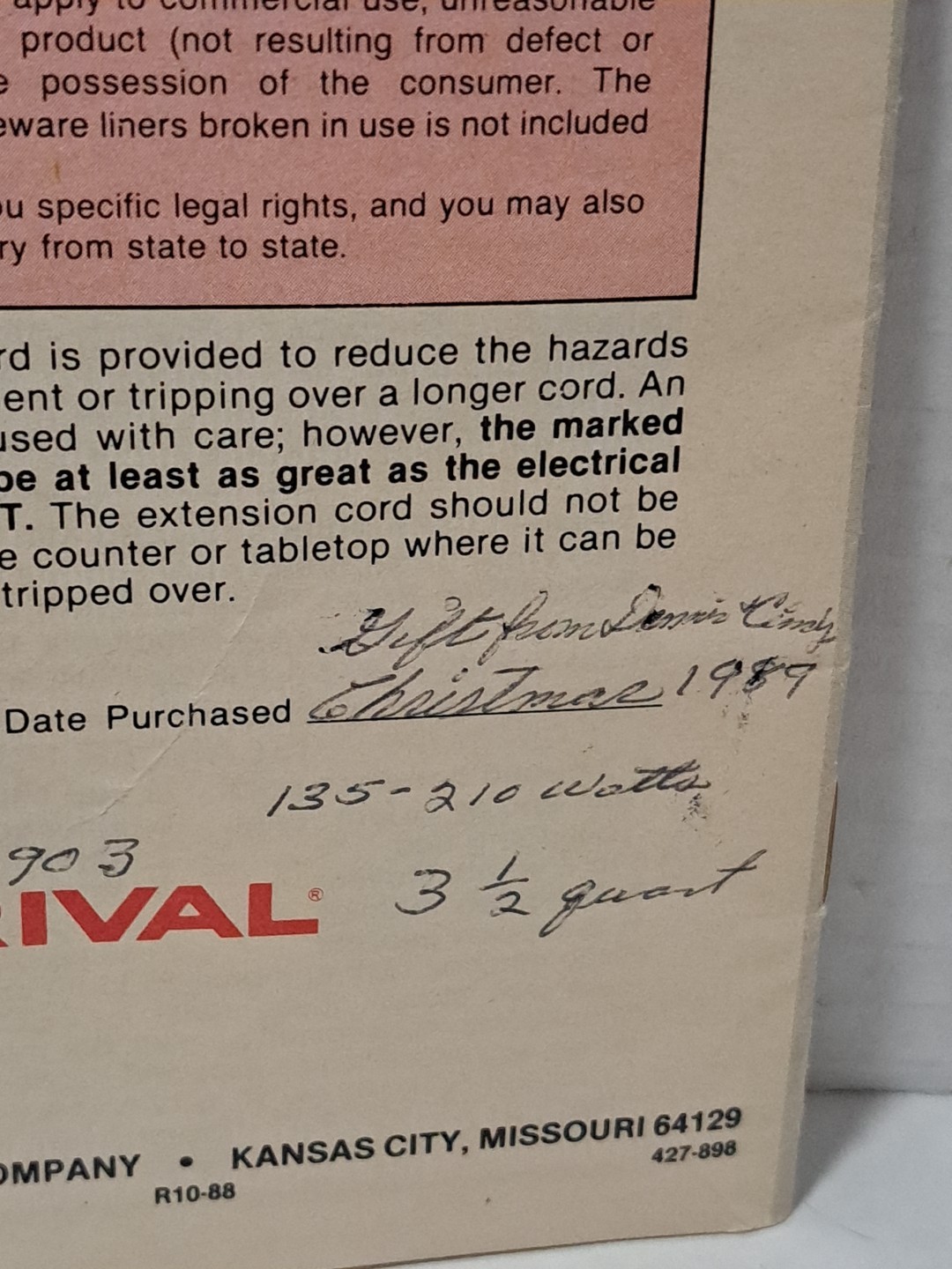 Vtg Rival Crock-Pot Stoneware Slow Cooker Instruction Manual & Recipes #3150