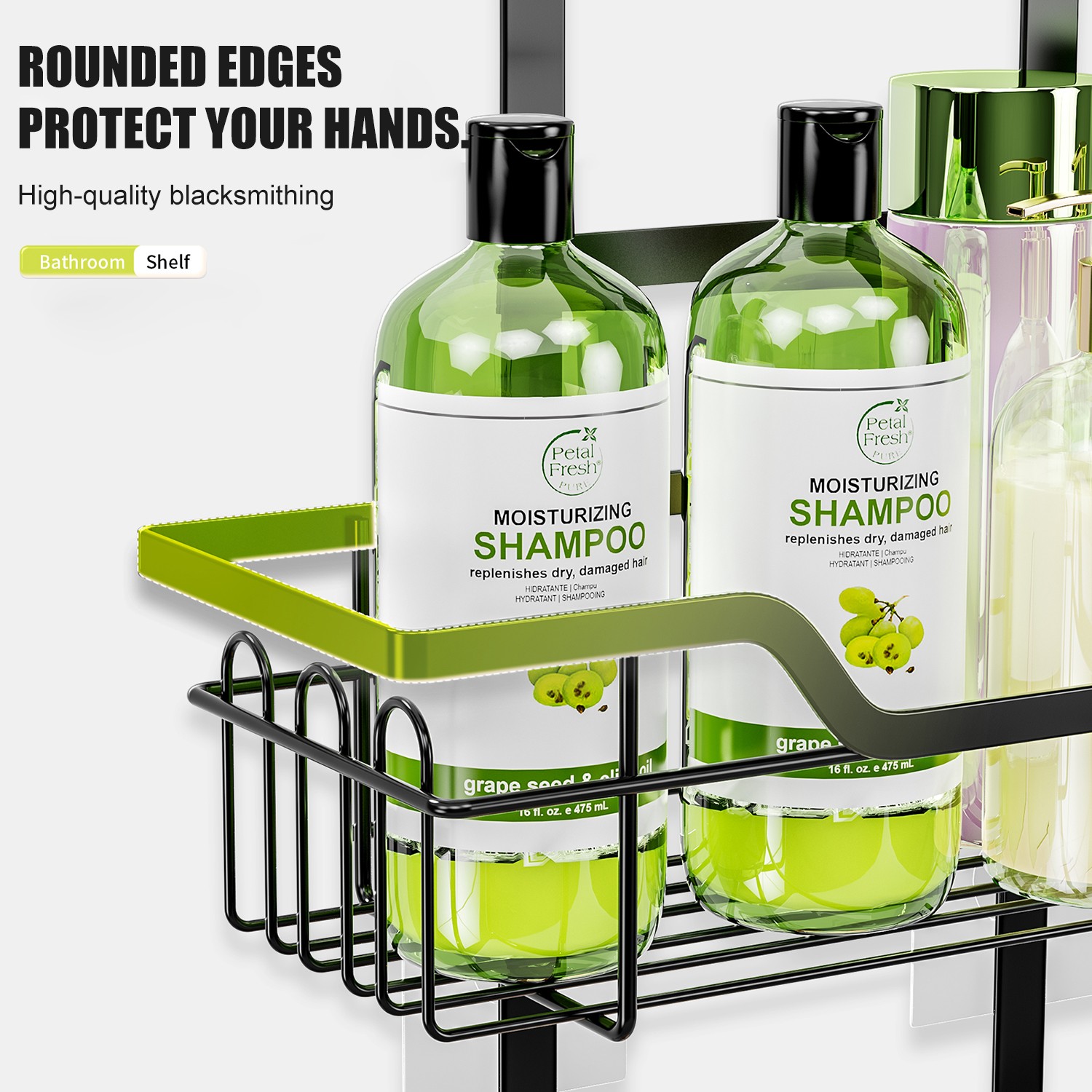 Over the Door Shower Caddy Hanging: Black Rustproof Shower Organizer