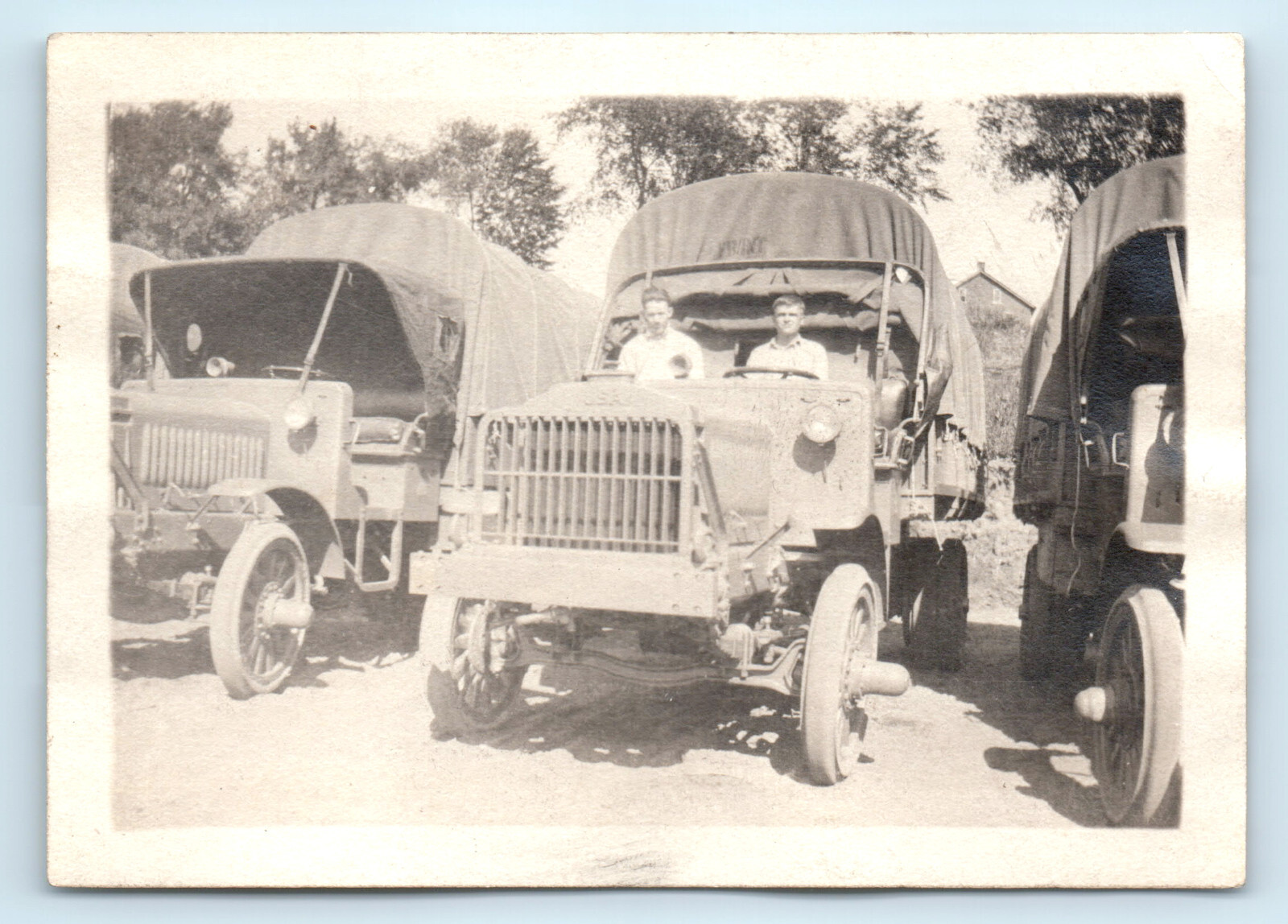 WWI Truck Military Motor Transport Army Soldiers Photograph