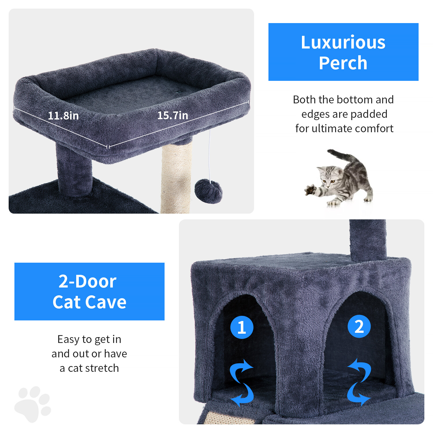 BestPet 36 inches Cat Tree for Indoor Cats Cat Tower with Scratching Posts Multi