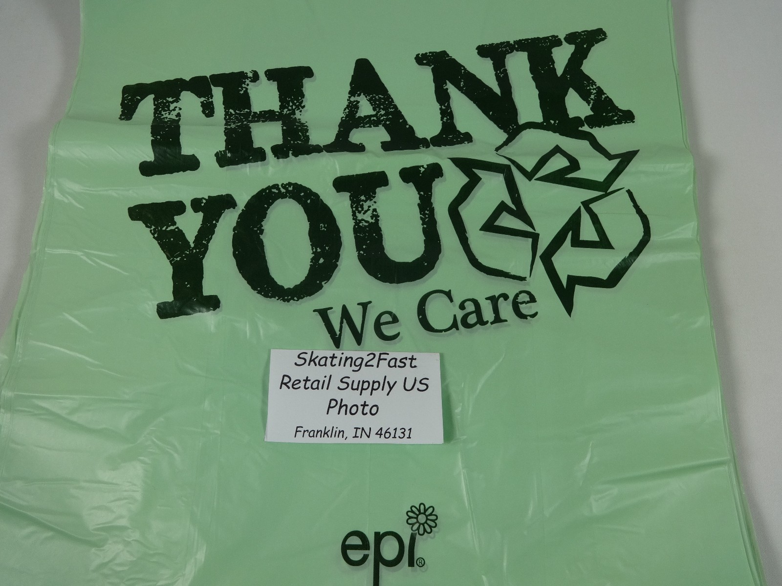 Bio-Degradable THANK YOU T-Shirt Bags 11.5" x 6" x 21" Green Plastic Bags Only