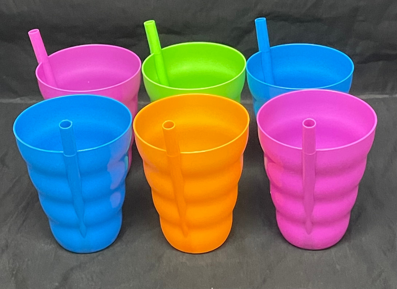 Kids Sip-A-Cup with Built In Straw, 10oz Multi-Color - MADE IN USA, LOT of 6