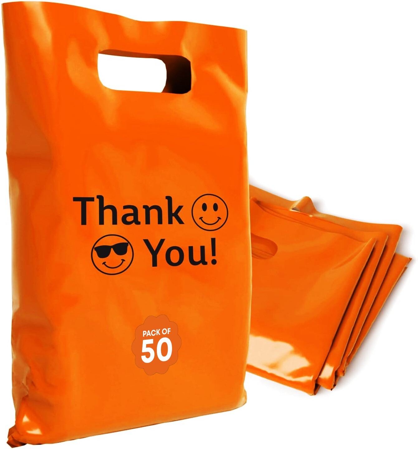 OPTIPAK 16x18 Plastic Bags – 50 Pack with Die-Cut Handles for Retail & Party