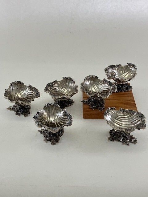 Set of 6 Silver Open Shells on Foot, after Lamerie Shell