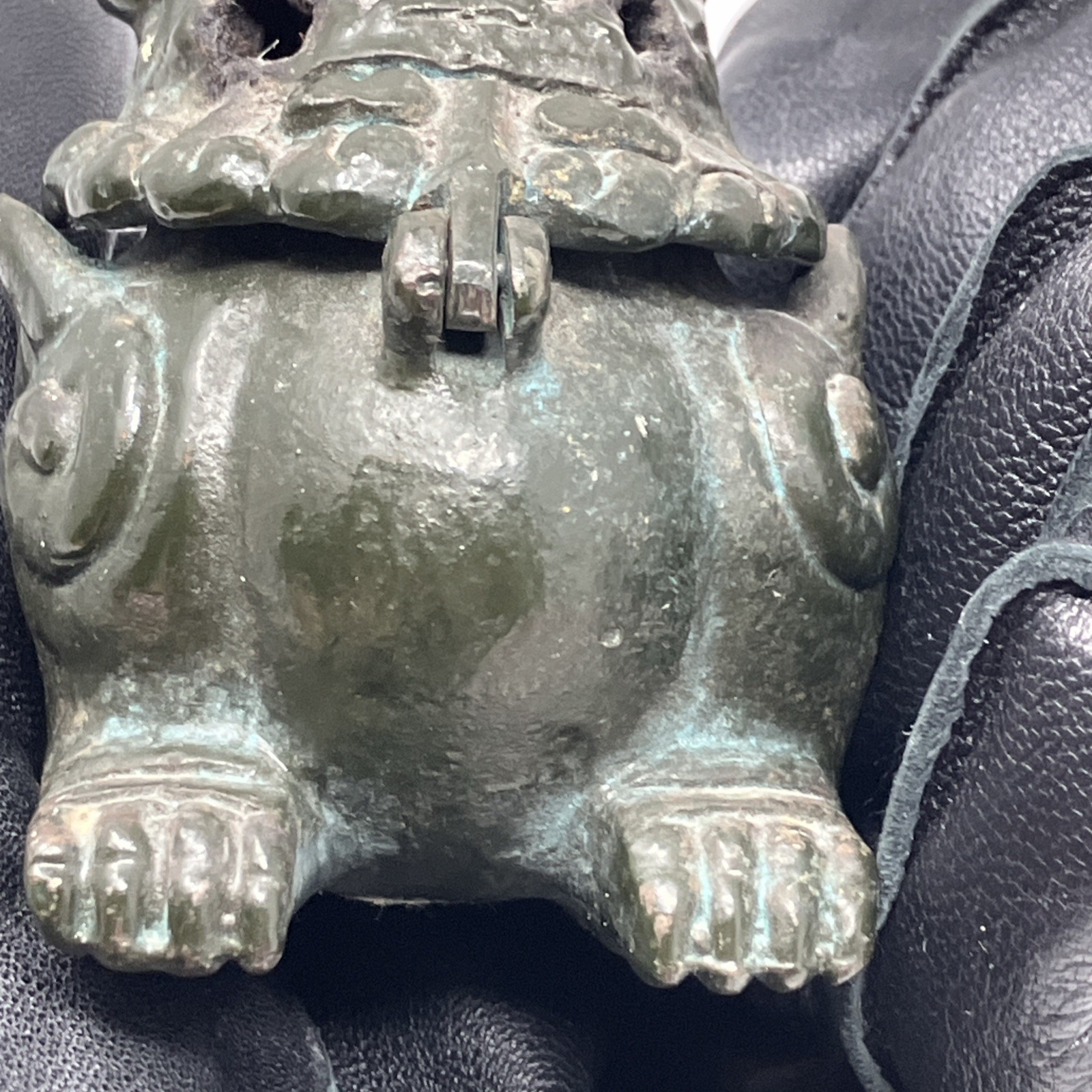 Antique Chinese Foo Dog Incense Burner Guardian Lion HEAVY ( Bronze? Cast Iron?)