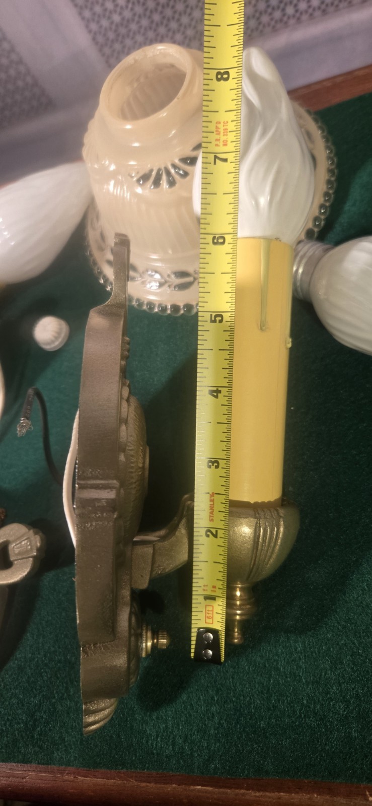 Trio Antique 1930's Markel Slip Shade Candle Wall Sconces Restored Cast Iron