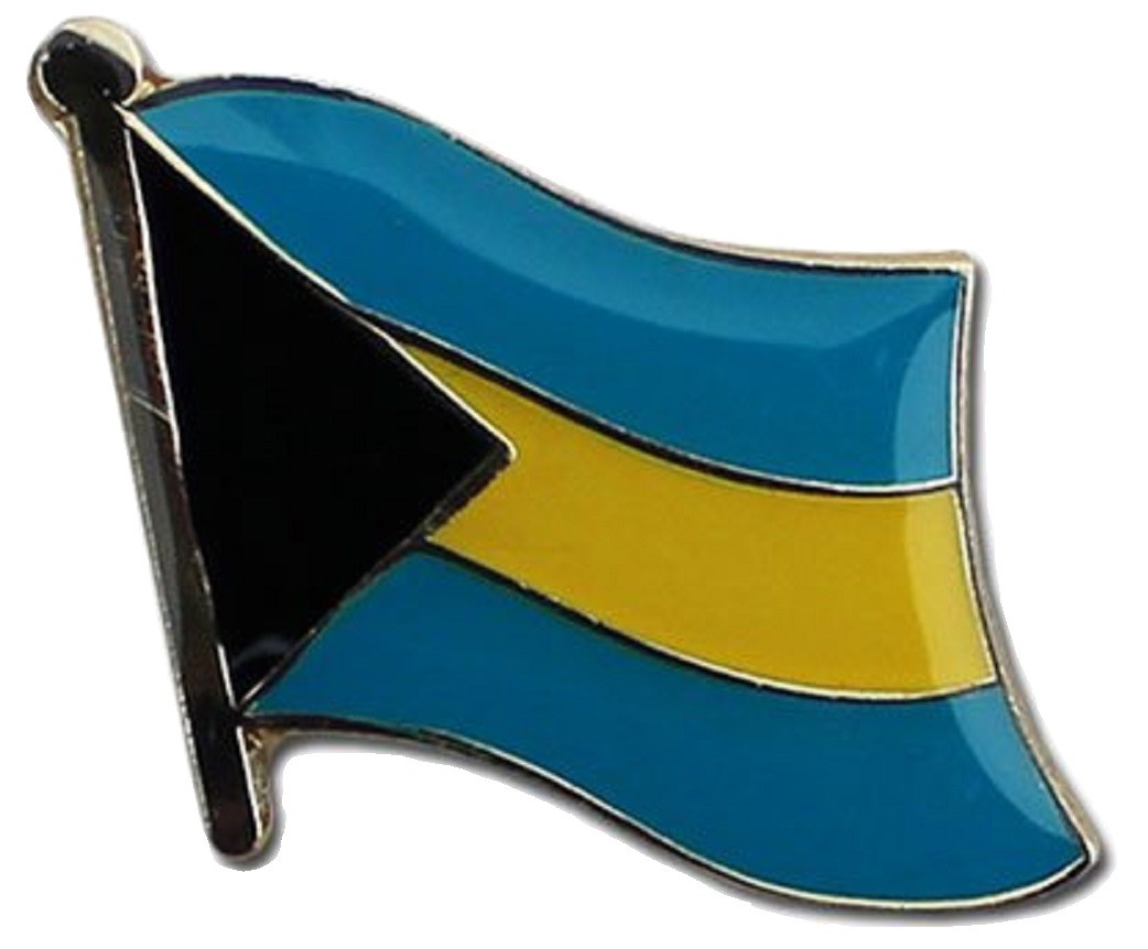 Bahamas Flag Enamel Lapel Pin Gold Toned Single Clutch Back