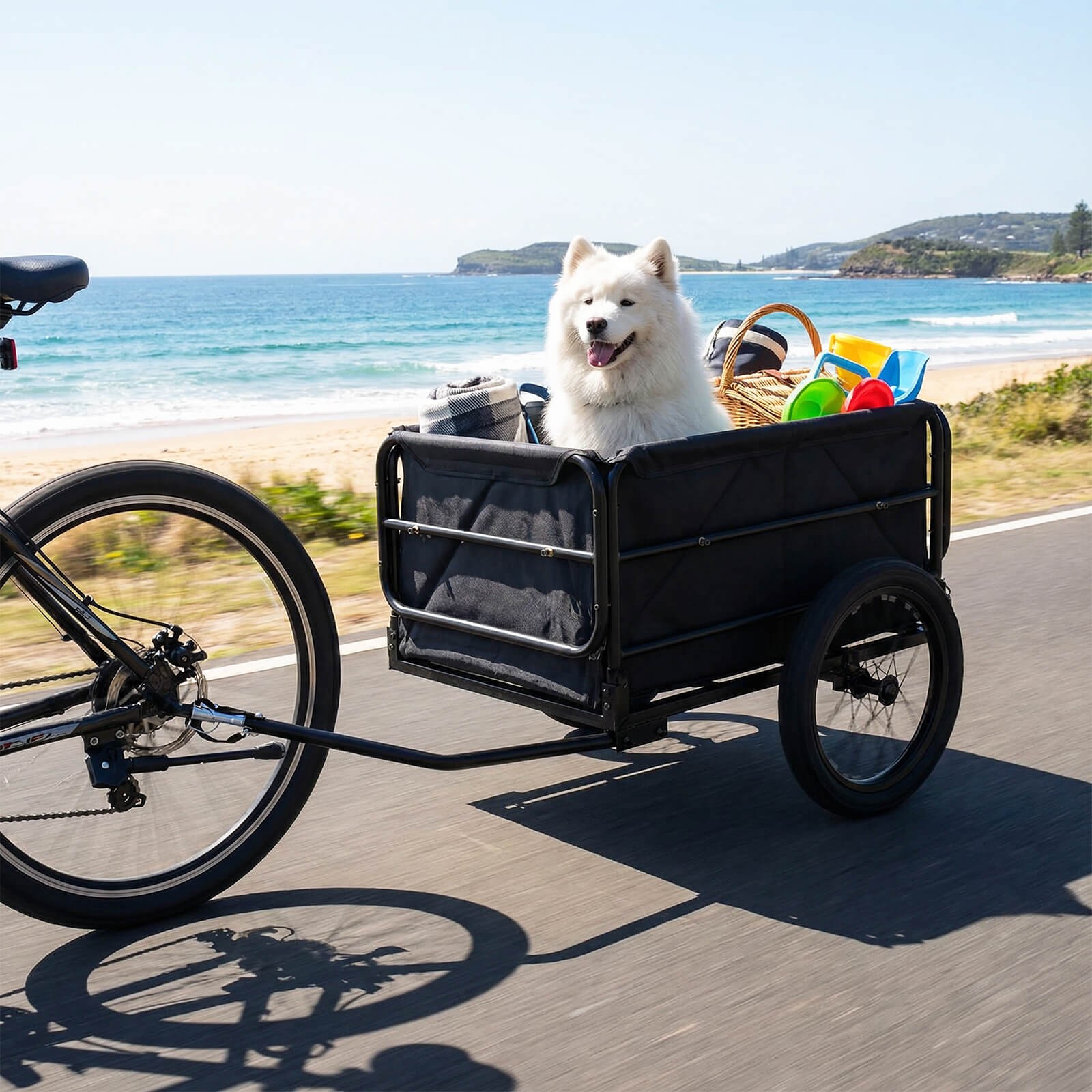 Bike Cargo Trailer, 220 LBS Metal Bicycle Wagon Cart w/Universal Hitch&16” Tires