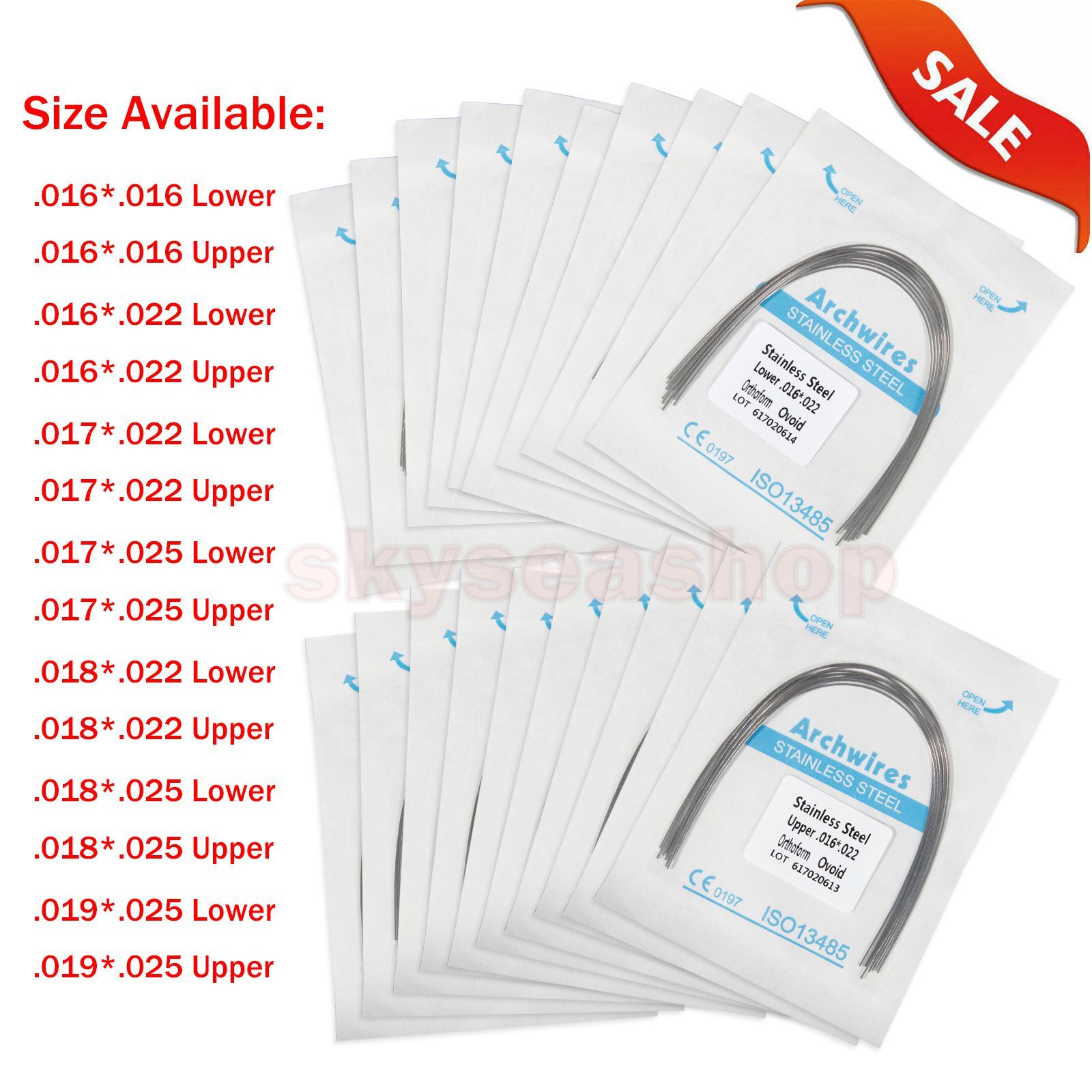 Alambre para Arco de Ortodoncia Dental Acero Inoxidable Redondo Rectangular CE