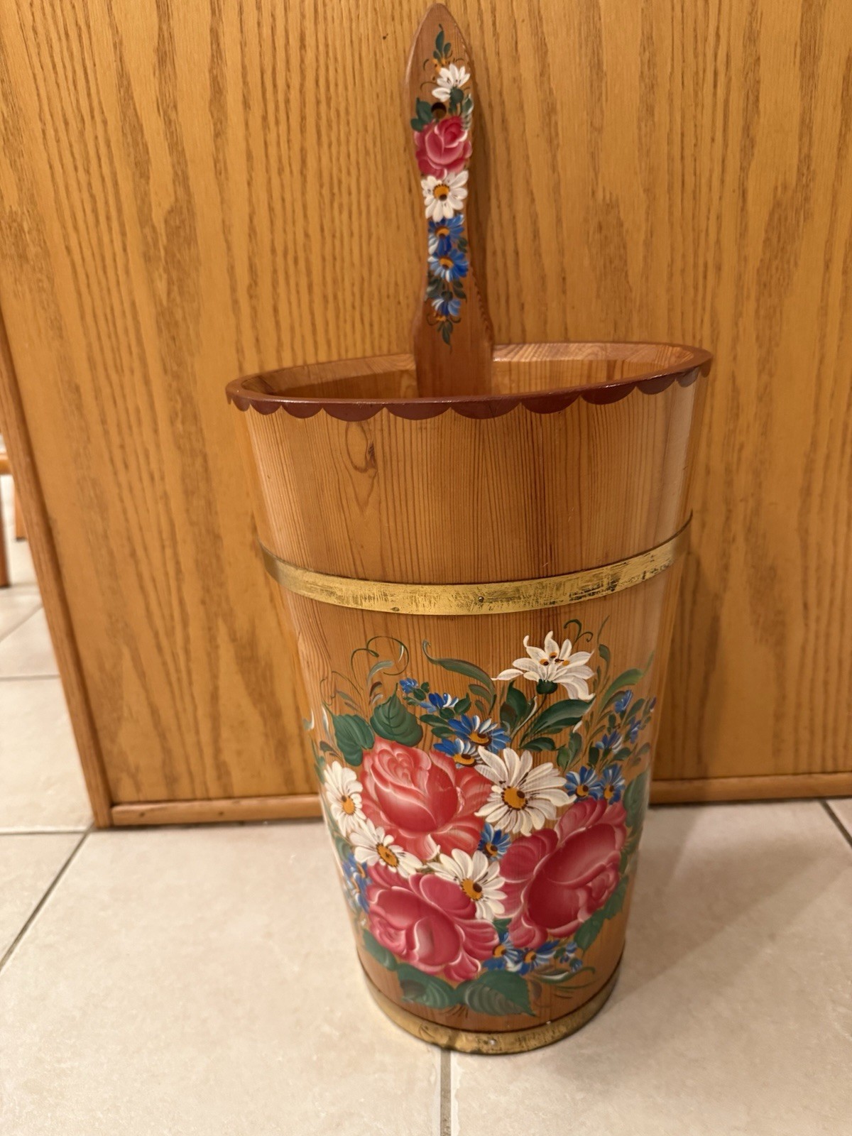 VTG Wood Umbrella Cane Plant Stand Handcrafted Painted Country Farmhouse 24"