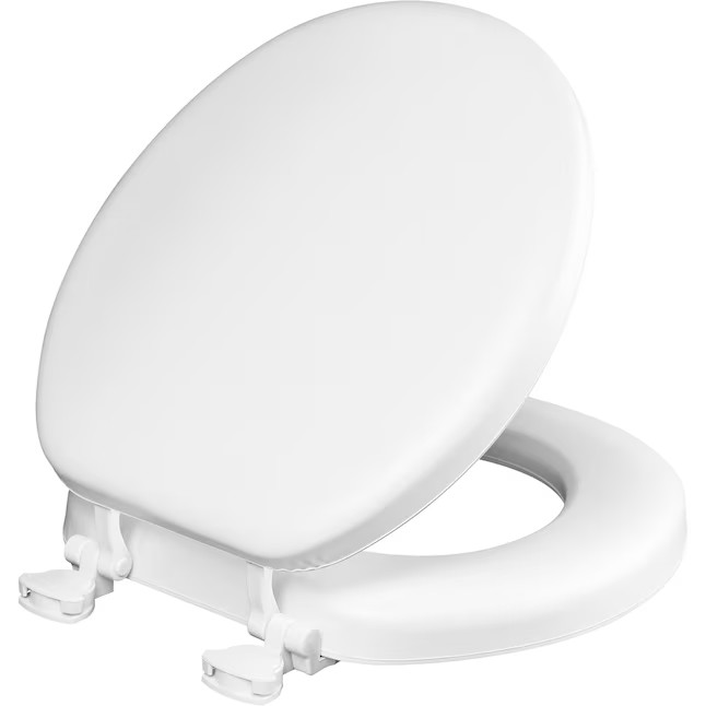 Bemis Eden Cushioned Vinyl White Round Padded Toilet Seat Comfortable Soft Seat