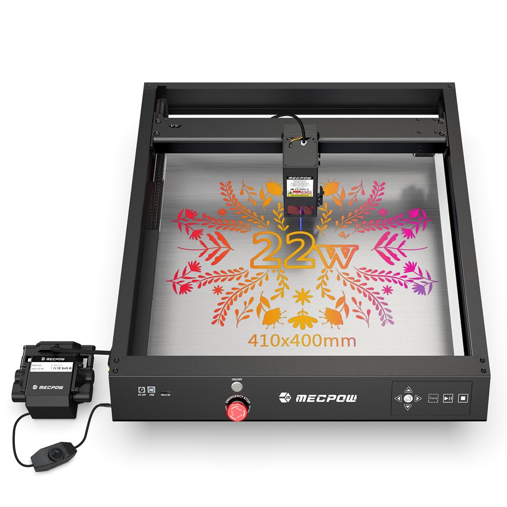 Mecpow X4 22W Laser Engraver Cutter Auto Air Assist 22000mm/min 410 x 400mm Area