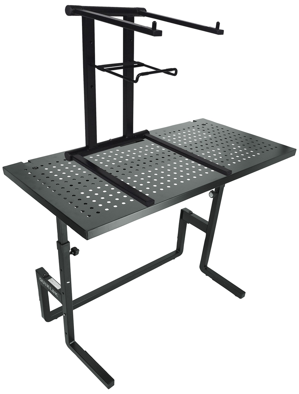 Quik Lok DJ233 Foldable DJ Table Workstation w/Perforated Shelf+Laptop Stand