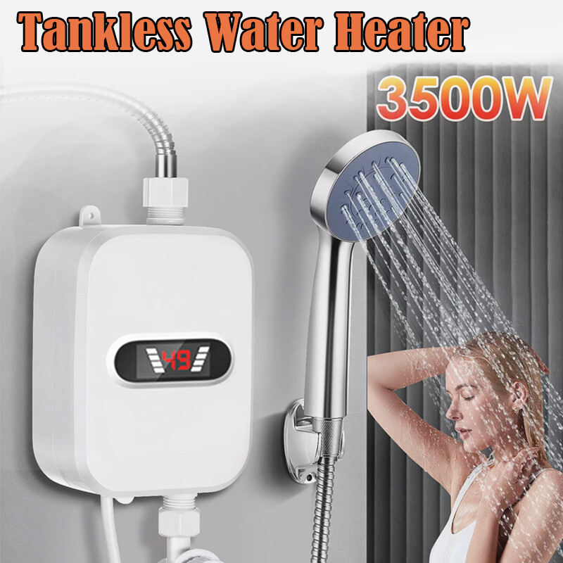 3500W 110V Mini Electric Tankless Instant Water Heater Shower Bathroom Device