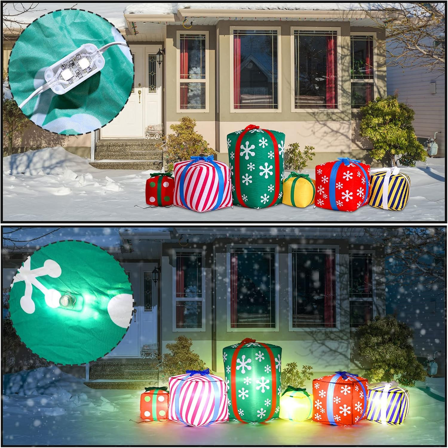 9 Ft Long Christmas Giant Inflatable Gift Boxes with LED Lights Outdoor Decorati