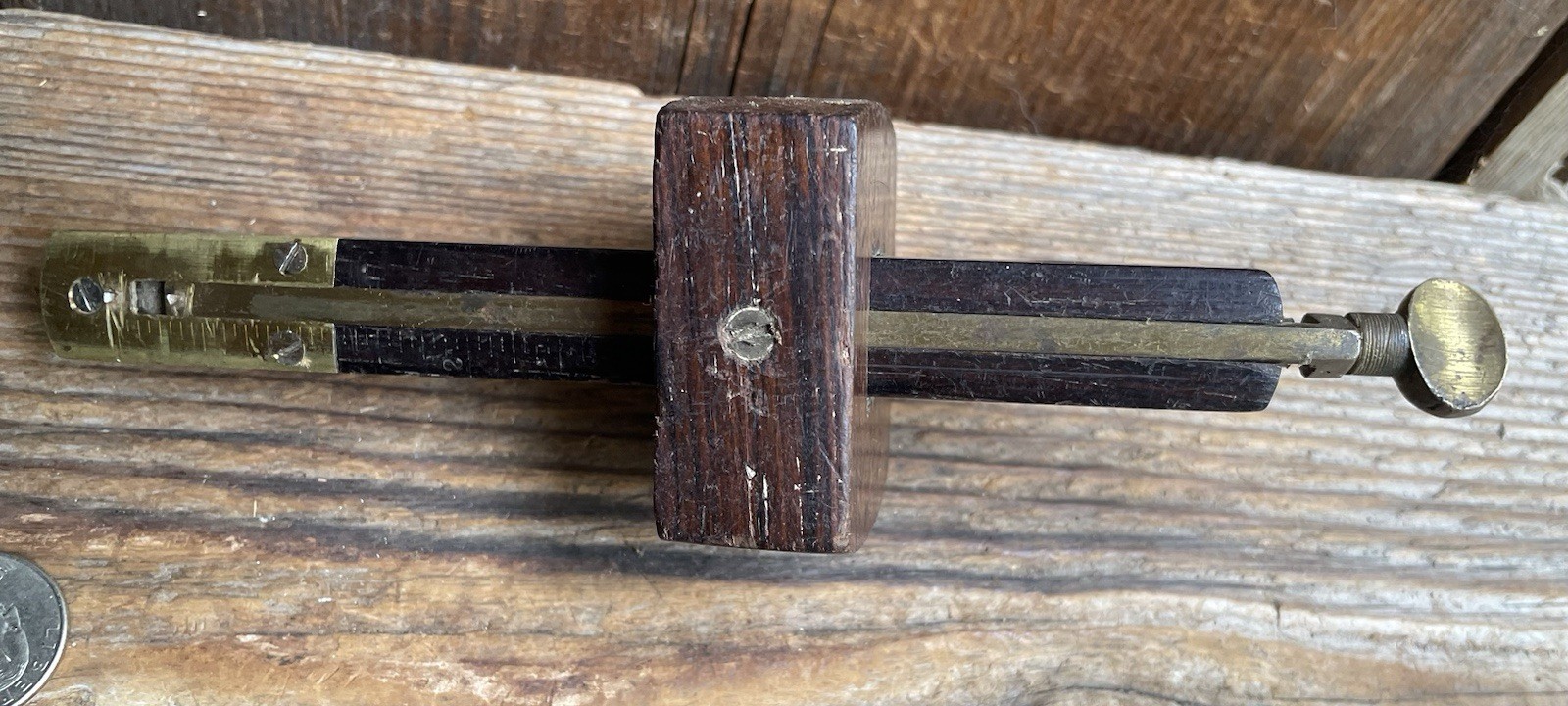 Vintage Rosewood & Brass Marking Mortise Gauge