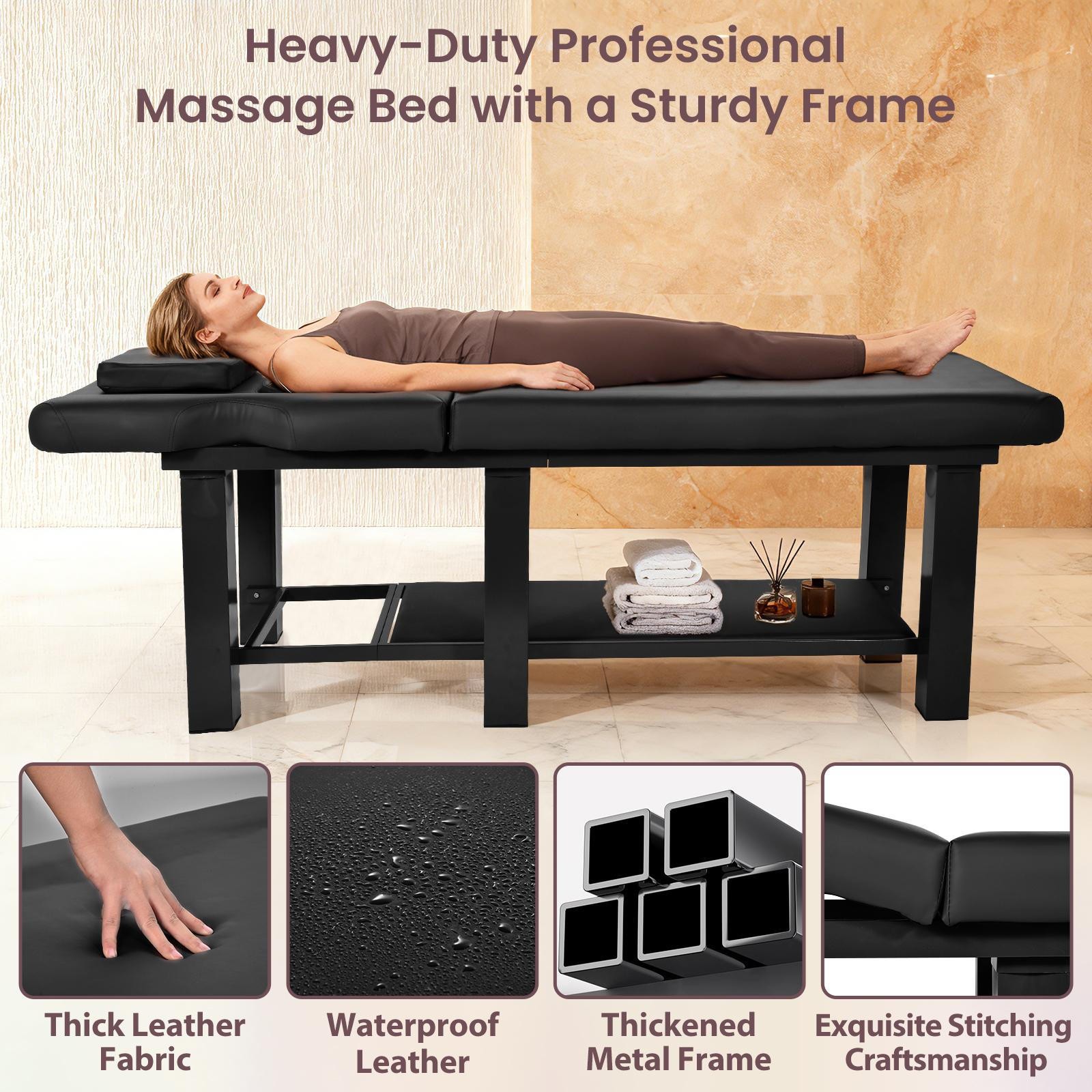 Stationary Massage Table with Backrest for Treatment Table Physical Therapy Tabl
