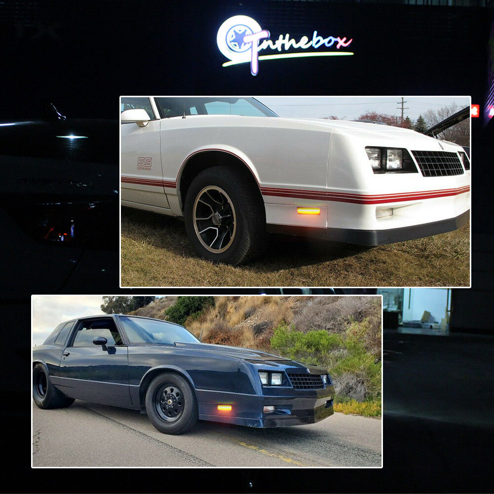 For 1981-1988 Chevy Monte Carlo SS Amber LED Front & Red Rear Side Marker Lights