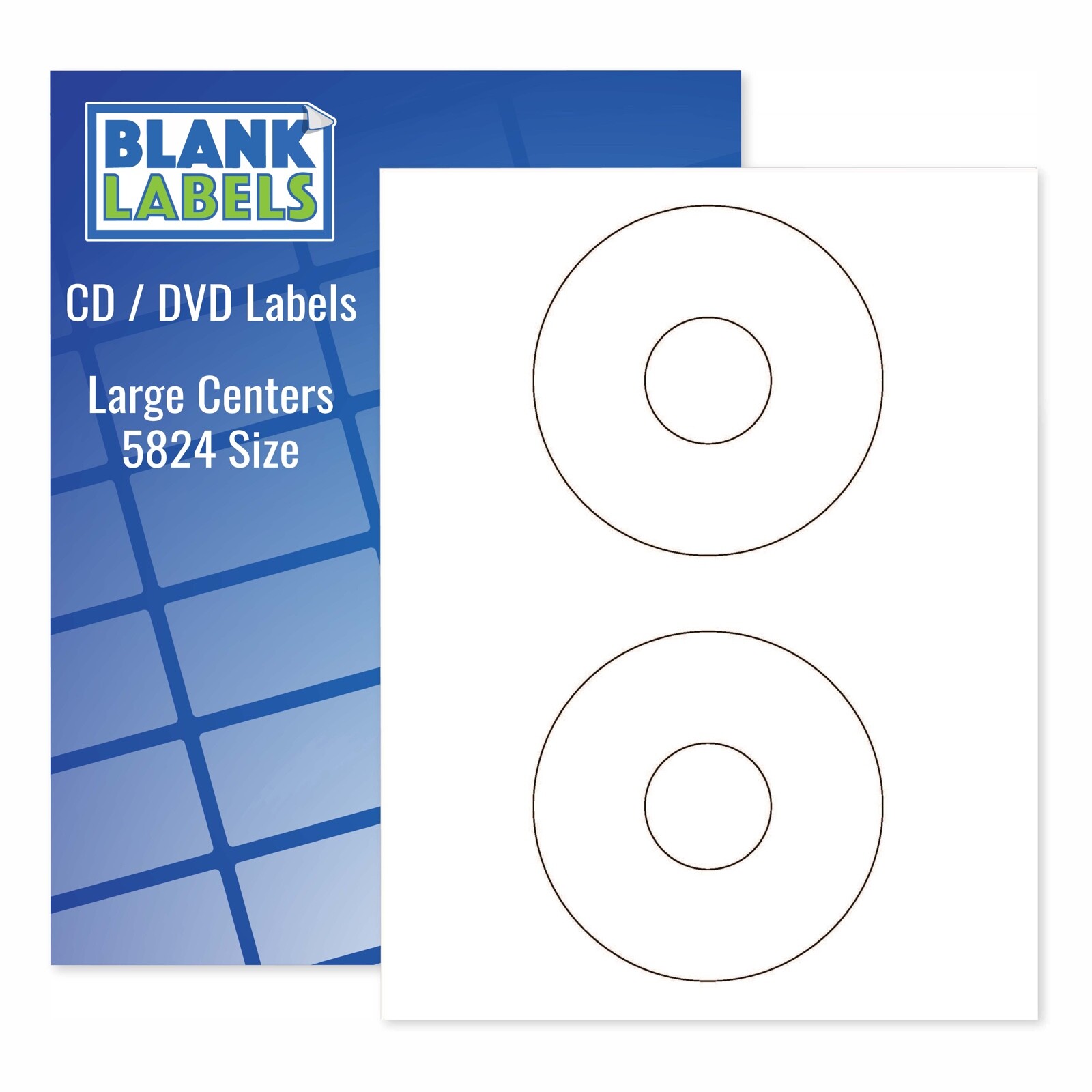 CD / DVD Labels Fits Template Size 5824 Laser Ink Jet Blank White Matte Sheets
