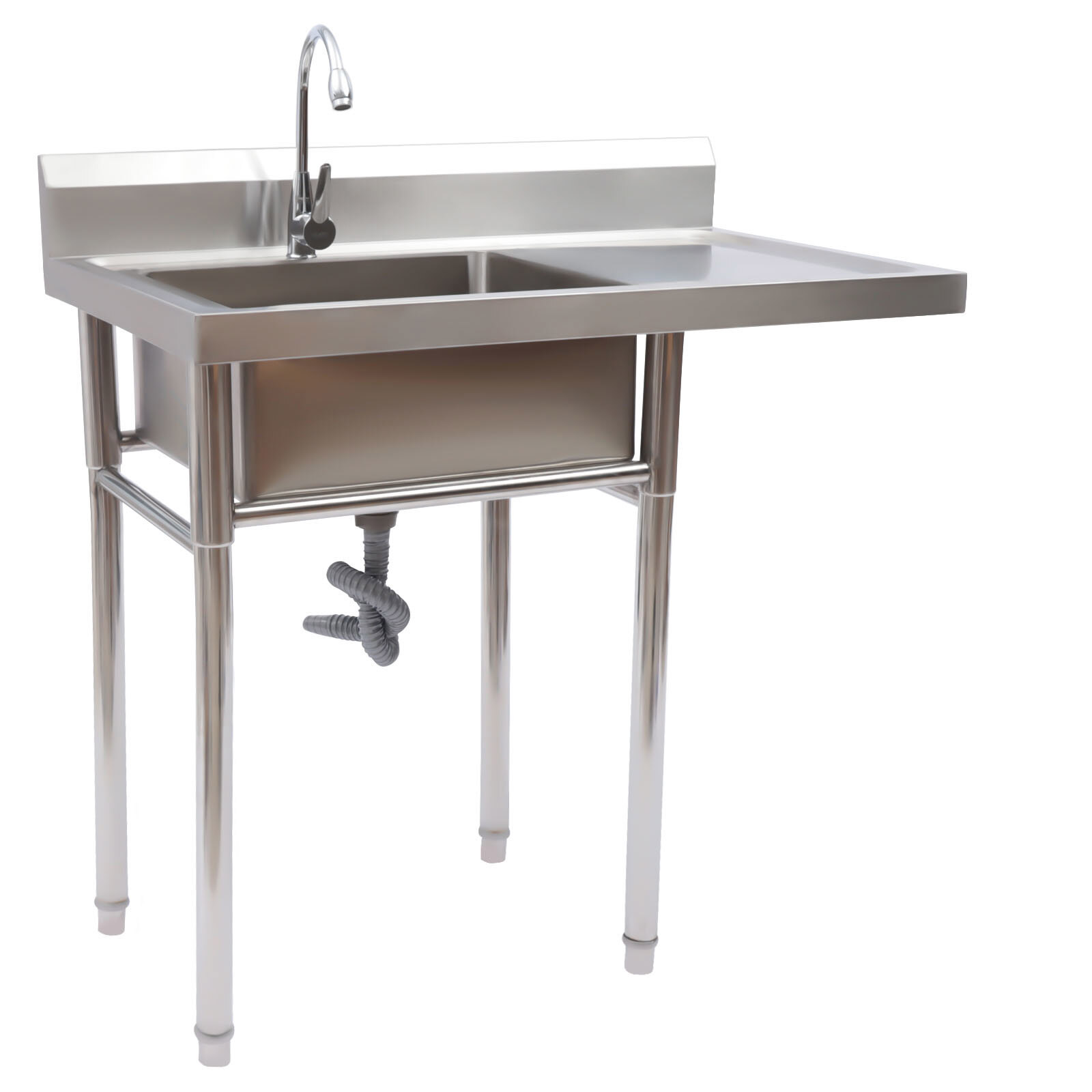 Stainless Steel Utility Sink Commercial Restaurant Kitchen with Faucet & Workben