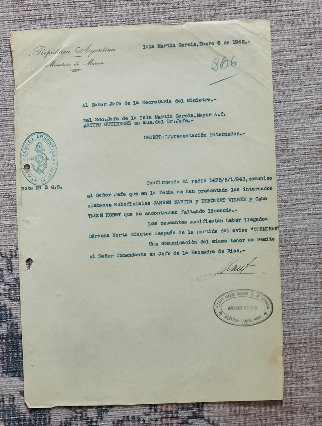 WW2 Germany. Interned sailors, "Admiral Graf Spee" #1