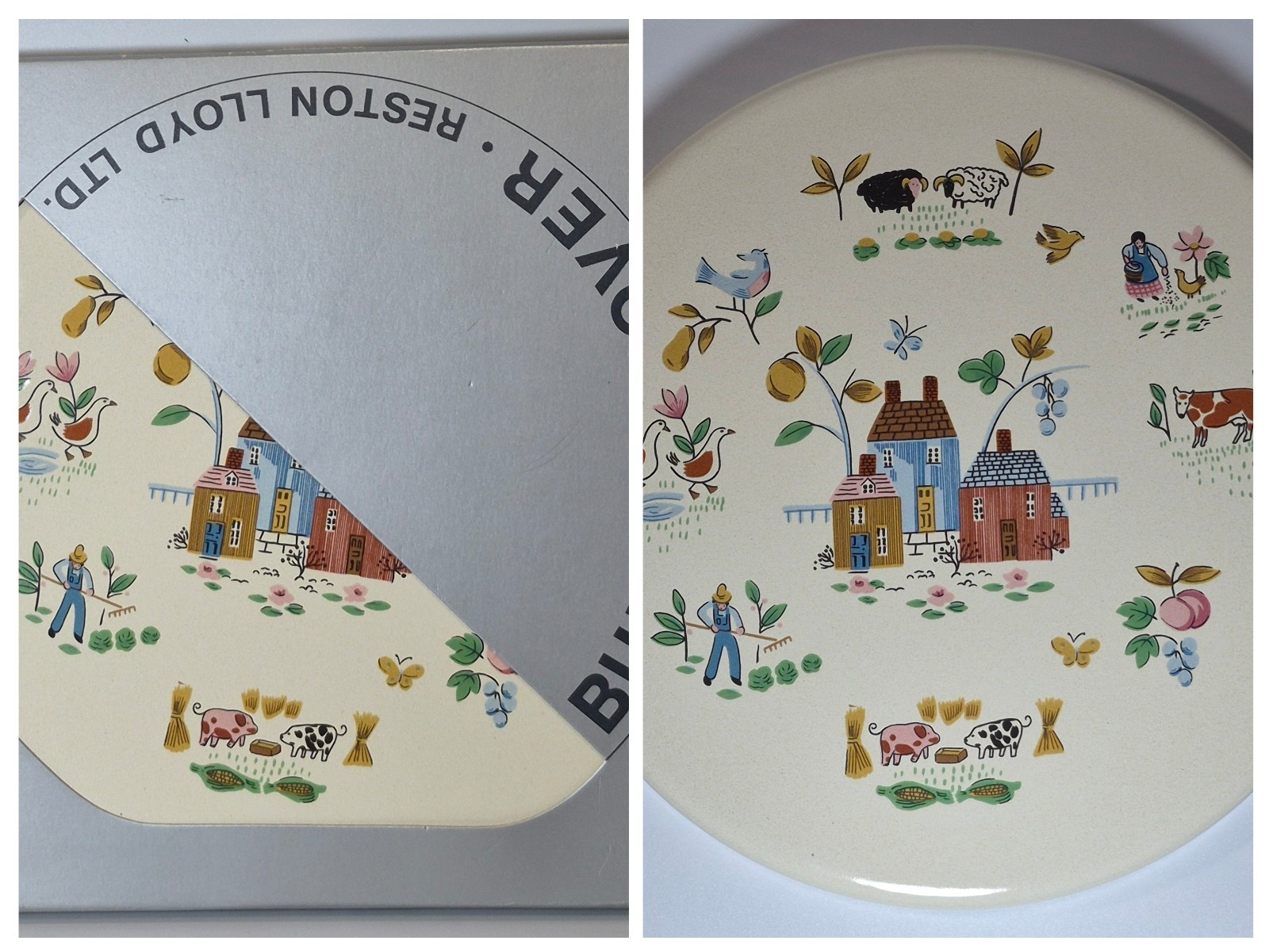 Reston Lloyd Vintage Heartland FolkArt Homestead Farm Burner Cover 8" Small NEW