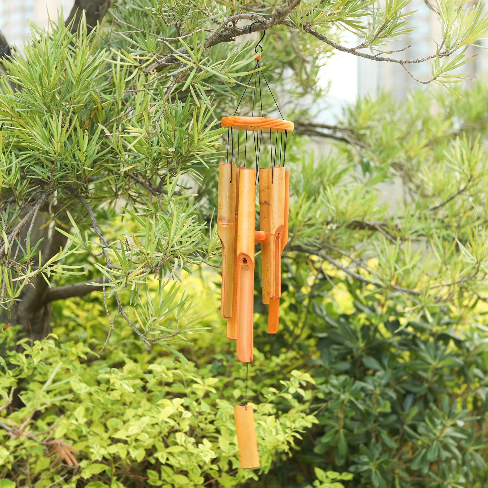 MUMTOP Bamboo Wind Chimes Outdoor Wooden Wind Chime with Amazing Deep Tone fo...