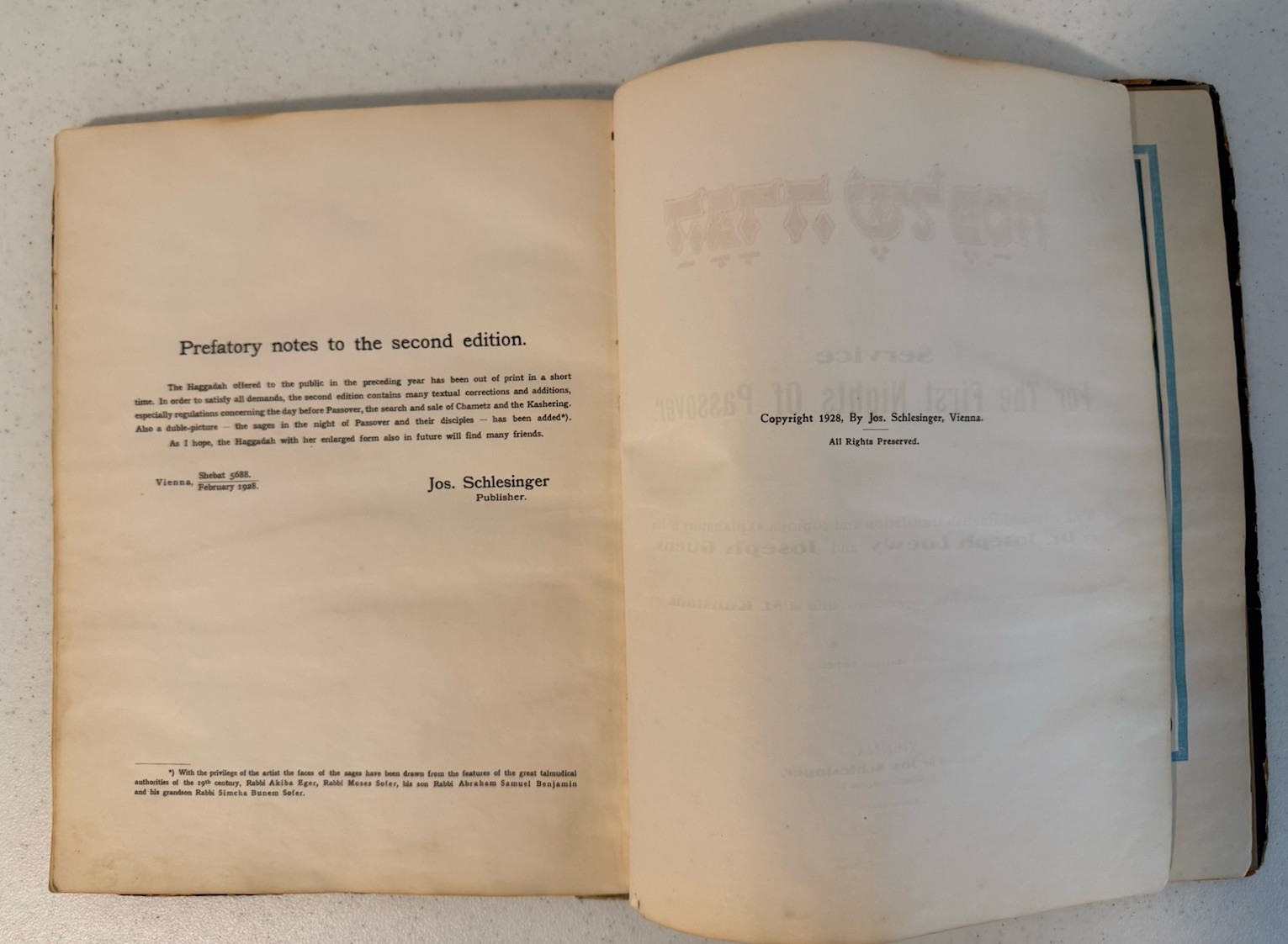 Chasam Sofer HAGGADAH PASSOVER Vienna WIEN 1928 JEWISH ART English RARE חתם סופר