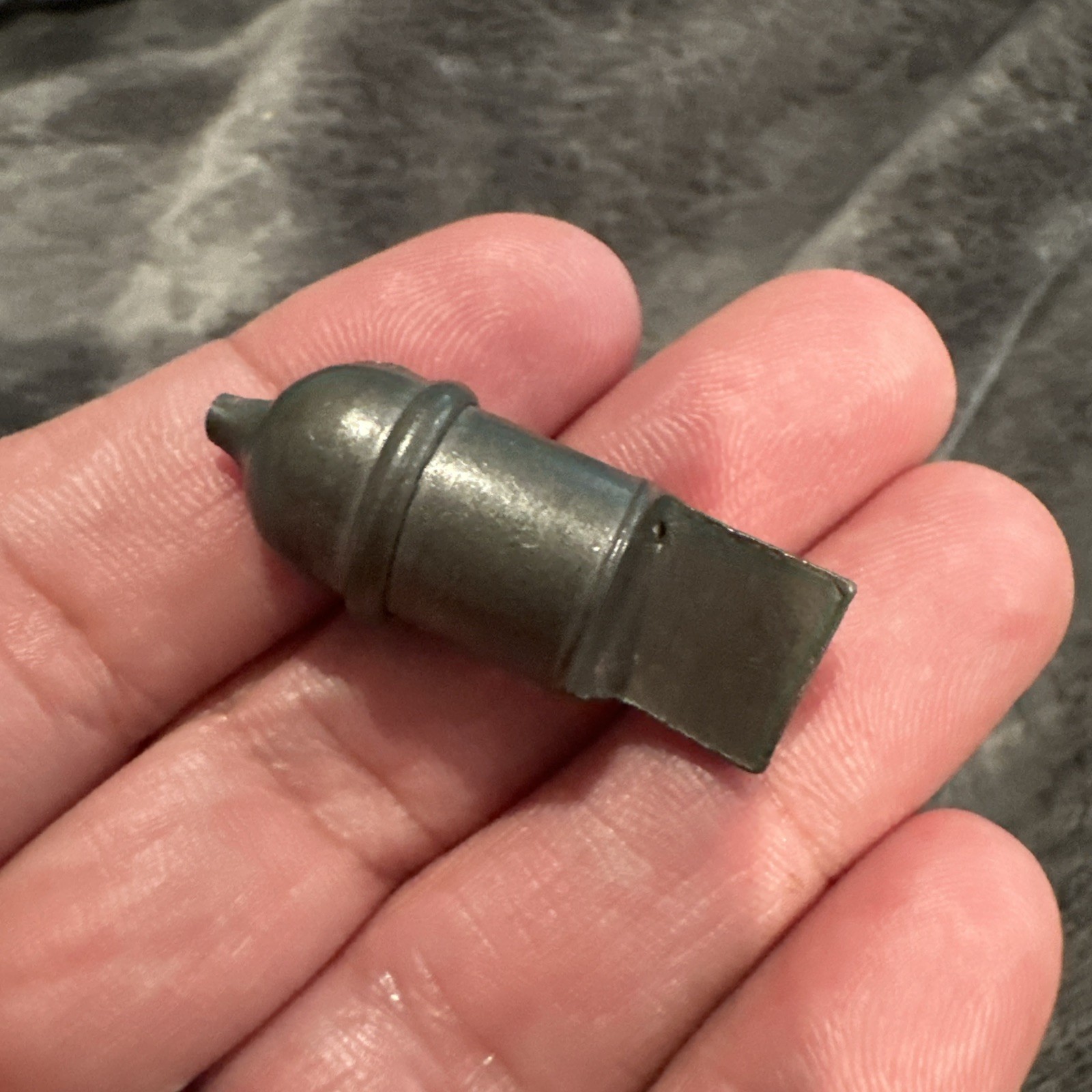 Revolutionary War 18 Century Rifleman’s Pewter Whistle With Wooden Pea Inside