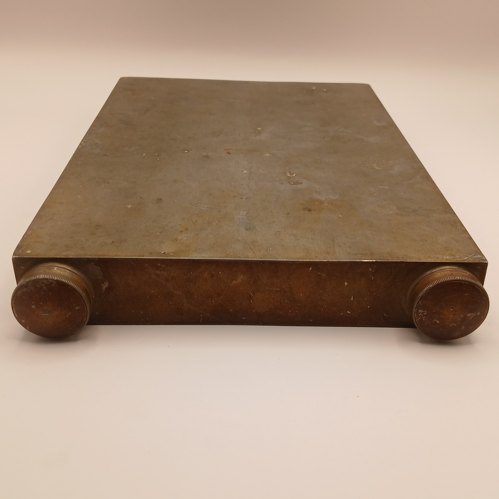 Early 1900s Abercrombie & Fitch Pewter Travel Slab Double Flask Rare Prohibition