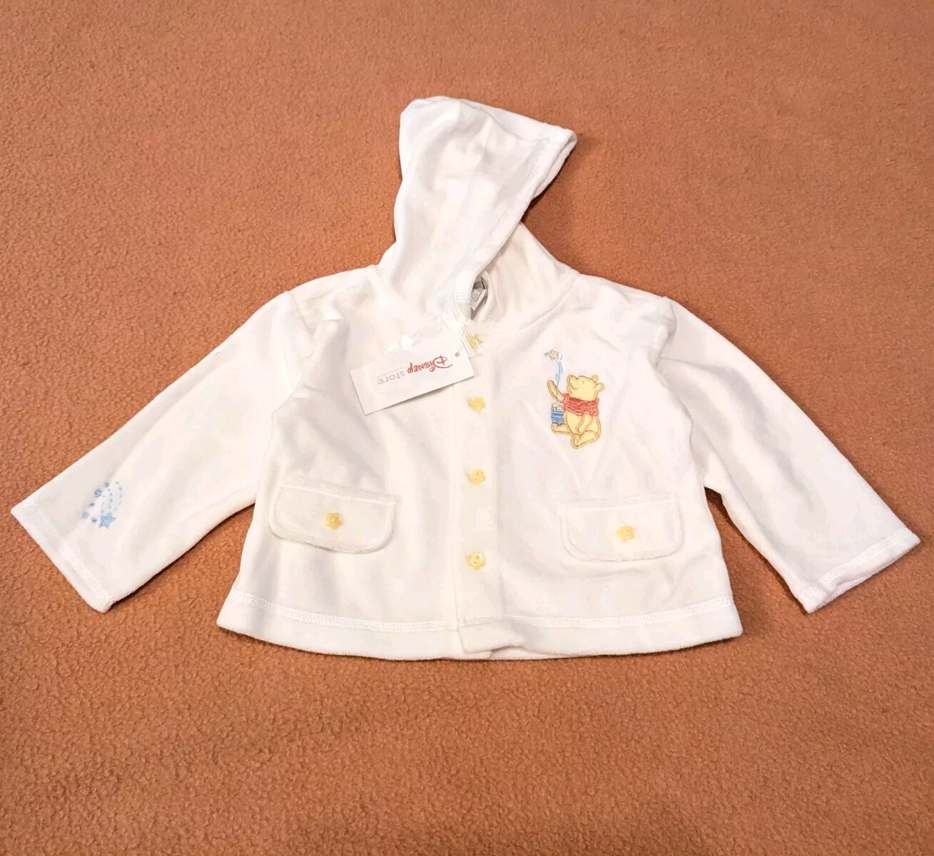 Vtg Disney Winnie The Pooh Embroidered Baby Jacket Velour 9 mos NWT