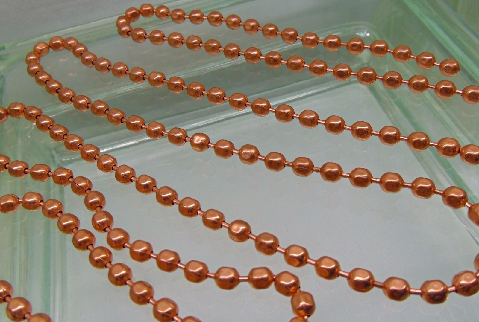 BULK Copper Ball CHAIN Faceted 6.3mm bead ~ Various Lengths + Connectors USA
