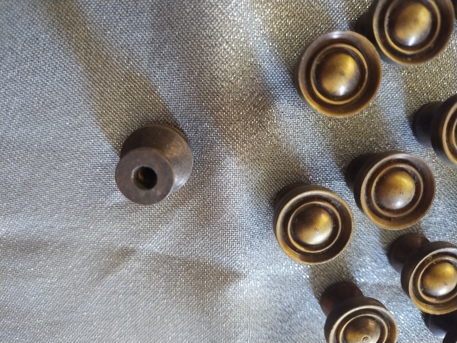 Vintage (16) Solid Brass Stacking Barrister Bookcase Hoosier 9/16" Knobs Pulls