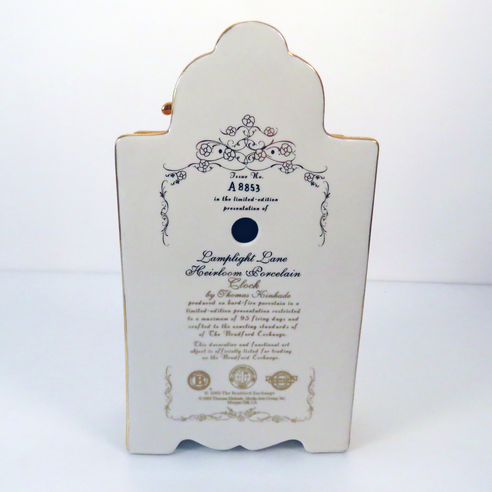 Bradford Exchange Thomas Kinkade Lamplight Lane Heirloom Porcelain Clock Ltd Ed