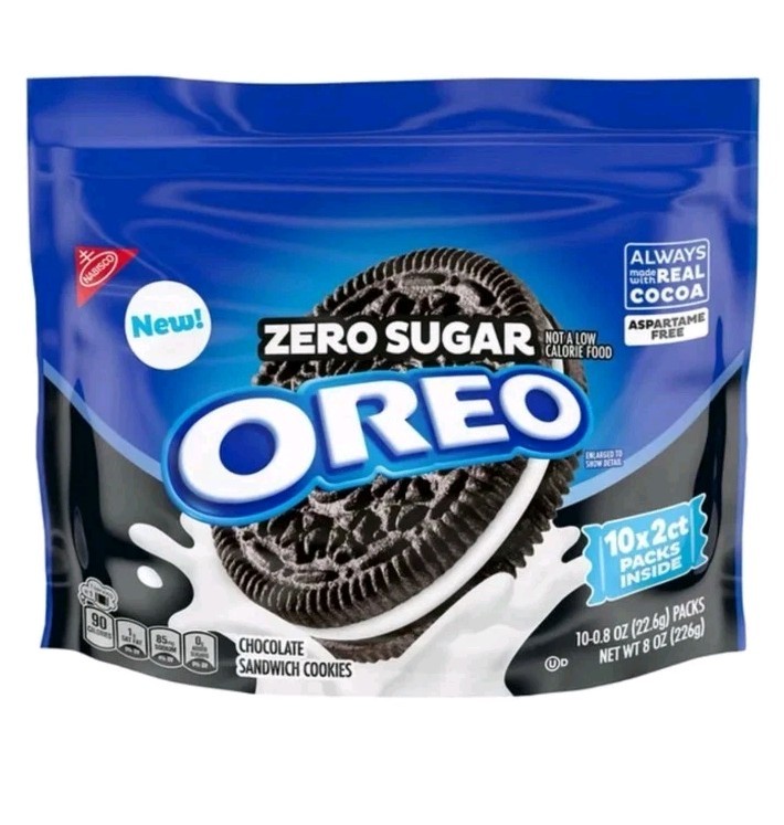 New Oreo ZERO SUGAR Real Cocoa Chocolate Free Aspartame Creme Cookies 8oz