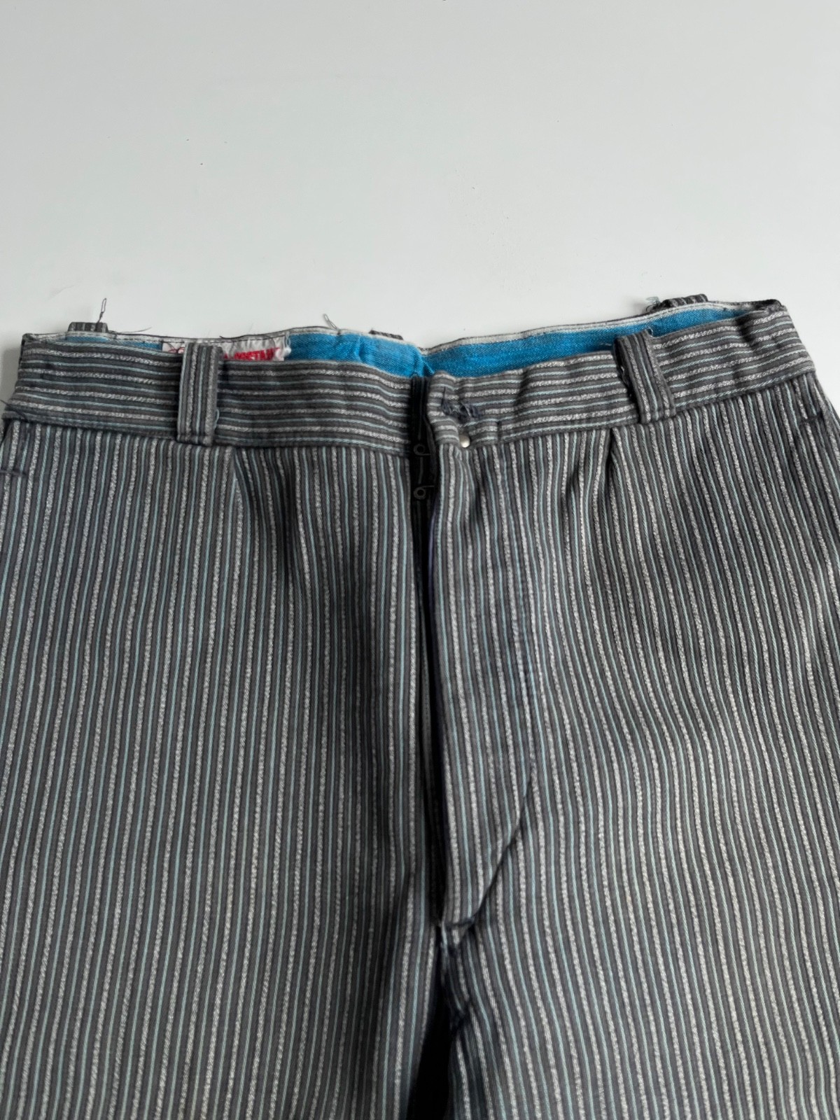 Vintage 1940s French Bleu Work Stripes Pants Made in France size 30 x 26